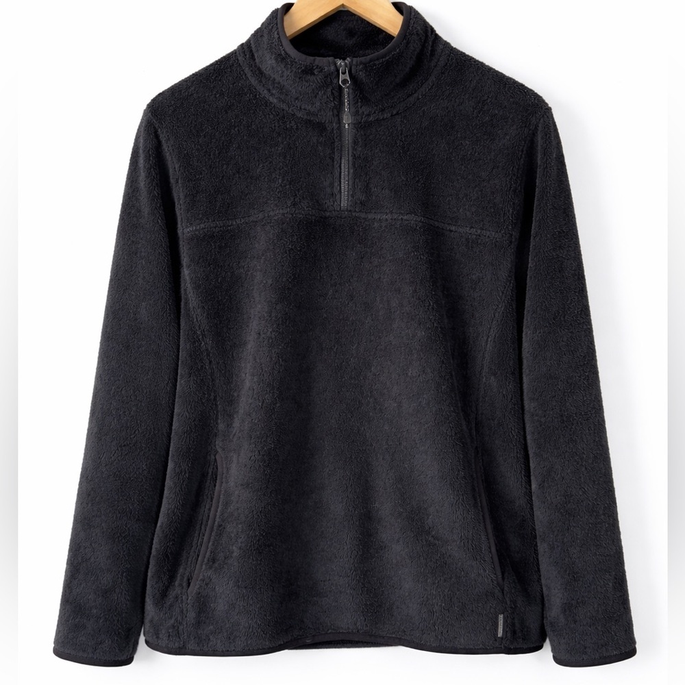Eddie Bauer Quest Plush 1/4 Zip Fleece Pullover Black Women’s Large Mock Neck